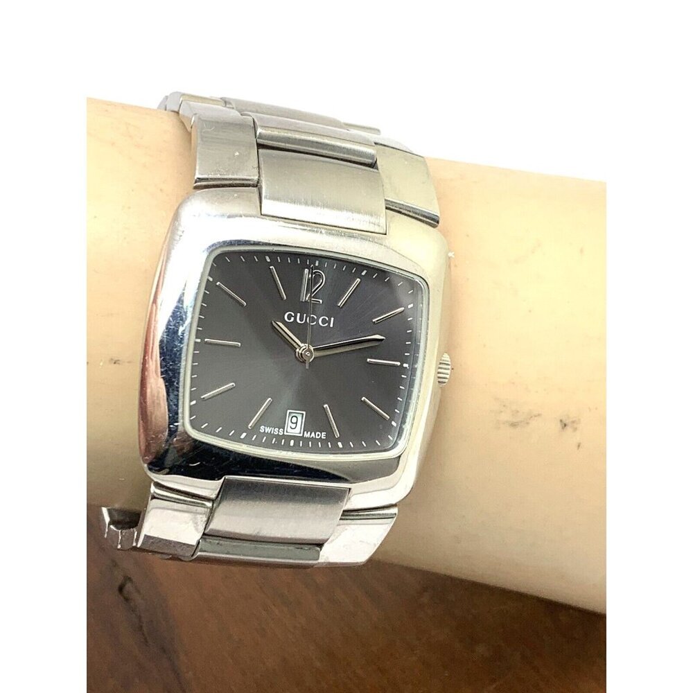 GUCCI Unisex Watch 8500M Swiss Quartz Gray Dial Silver Stainless Steel 34mm - Picture 11 of 14